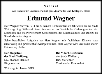 Traueranzeige von Edmund Wagner von 206 WT - Weilburger Tageblatt (140)