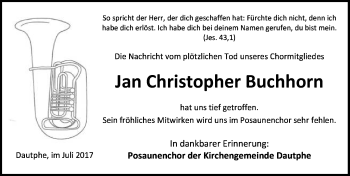Traueranzeige von Jan Christopher Buchhorn von Wetzlarer Neue Zeitung