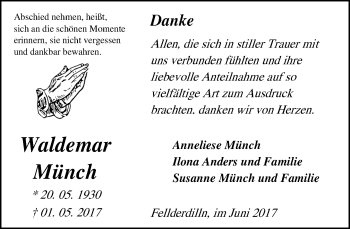 Traueranzeige von Waldemar Münch von Wetzlarer Neue Zeitung