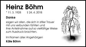Traueranzeige von Heinz Böhm von Wetzlarer Neue Zeitung