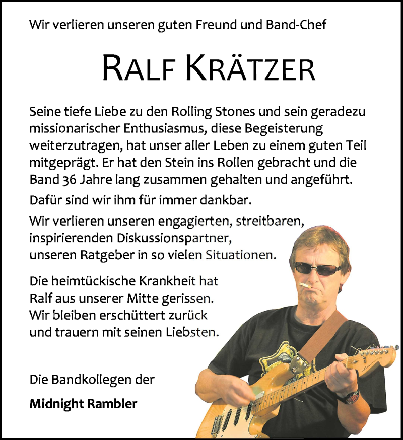 Traueranzeige für Ralf Krätzer vom 23.05.2018 aus Wetzlarer Neue Zeitung
