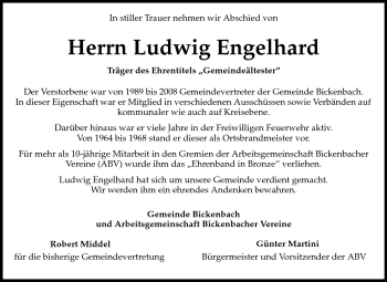 Traueranzeige von Ludwig Engelhard von Darmstädter Echo, Odenwälder Echo, Rüsselsheimer Echo, Groß-Gerauer-Echo, Ried Echo
