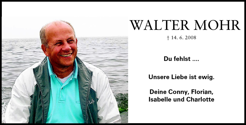  Traueranzeige für Walter Mohr vom 14.06.2011 aus Rüsselsheimer Echo, Groß-Gerauer-Echo, Ried Echo