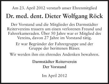 Traueranzeige von Dieter Wolfgang Röck von Darmstädter Echo, Odenwälder Echo, Rüsselsheimer Echo, Groß-Gerauer-Echo, Ried Echo