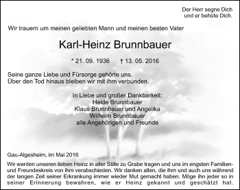Traueranzeige von Karl-Heinz Brunnbauer von  Allgemeine  Zeitung Ingelheim-Bingen