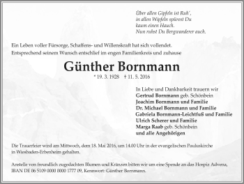Traueranzeige von Günther Bornmann von  Wiesbaden komplett