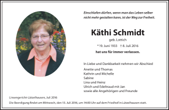 Traueranzeige von Käthi Schmidt von  Gelnhäuser Tageblatt