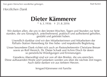 Traueranzeige von Dieter Kämmerer von  Gießener Anzeiger