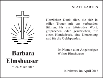 Traueranzeige von Barbara Elmsheuser von  Gießener Anzeiger