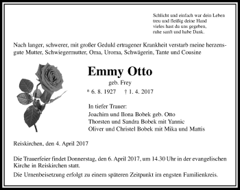 Traueranzeige von Emmy Otto von  Gießener Anzeiger