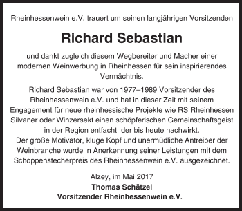 Traueranzeige von Richard Sebastian von Trauerportal Rhein Main Presse