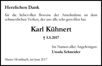 Traueranzeige von Karl Kühnert von Trauerportal Rhein Main Presse