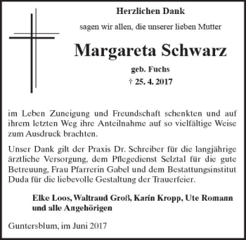 Traueranzeige von Margareta Schwarz von Trauerportal Rhein Main Presse