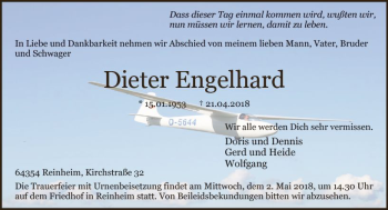 Traueranzeige von Dieter Engelhard von Trauerportal Rhein Main Presse
