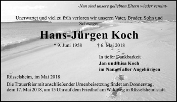 Traueranzeige von Hans-Jürgen Koch von Trauerportal Rhein Main Presse