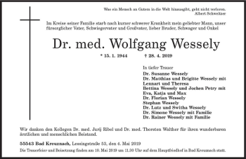 Traueranzeige von Wolfgang Wessely von vrm-trauer