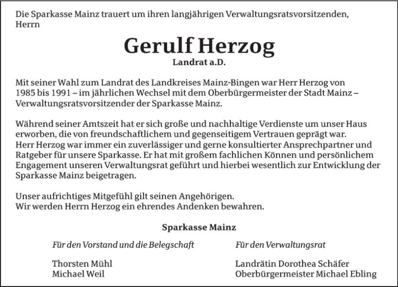  Traueranzeige für Gerulf Herzog vom 16.07.2020 aus vrm-trauer