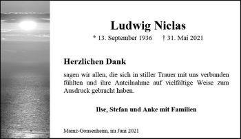 Traueranzeige von Ludwig Niclas von vrm-trauer