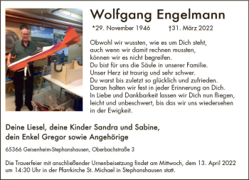 Traueranzeige von Wolfgang Engelmann von vrm-trauer Rheingau