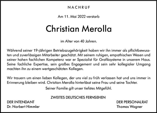 Traueranzeige von Christian Merolla von vrm-trauer AZ Mainz