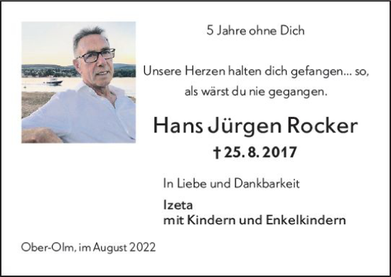 Traueranzeige von Hans Jürgen Rocker von vrm-trauer AZ Mainz