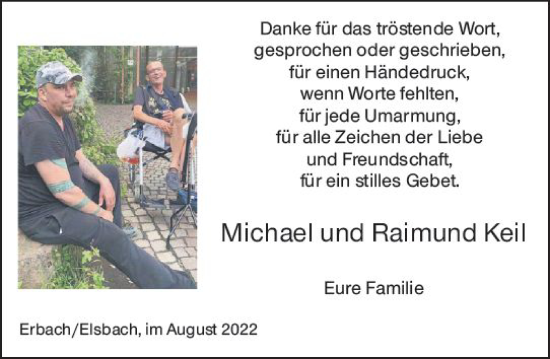 Traueranzeige von Michael und Raimund Keil von vrm-trauer Odenwälder Echo