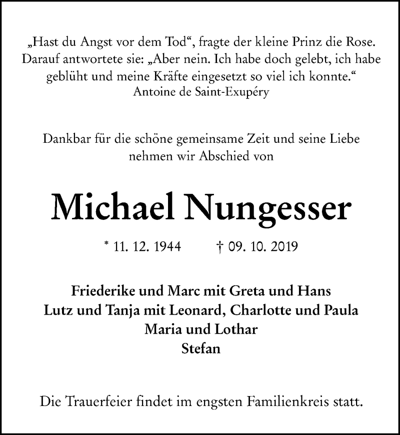  Traueranzeige für Michael Nungesser vom 12.10.2019 aus 201 WNZ - Wetzlarer Neue Zeitung (110)