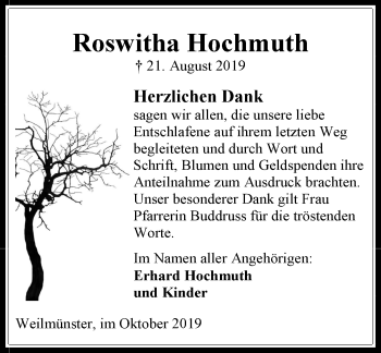 Traueranzeige von Roswitha Hochmuth von 206 WBT - Weilburger Tageblatt (140)