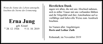 Traueranzeige von Erna Jung von 206 WBT - Weilburger Tageblatt (140)
