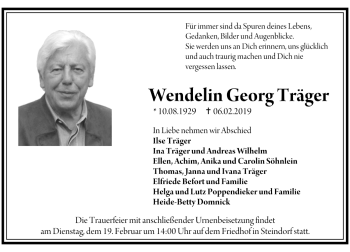 Traueranzeige von Wendelin Georg Träger von 201 WNZ - Wetzlarer Neue Zeitung (110)