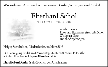 Traueranzeige von Eberhard Schol von 202 Dill Block (120)