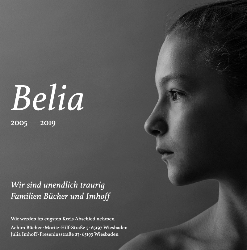  Traueranzeige für Belia Bücher vom 25.04.2019 aus 582 Camberger Anzeiger