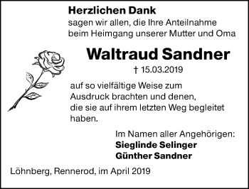 Traueranzeige von Waltraud Sandner von 206 WBT - Weilburger Tageblatt (140)