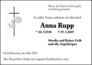 Traueranzeige von Anna Rupp von 205 HA - Hinterländer Anzeiger (130)