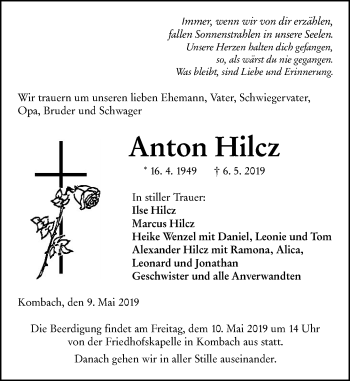 Traueranzeige von Anton Hilcz von 205 HA - Hinterländer Anzeiger (130)