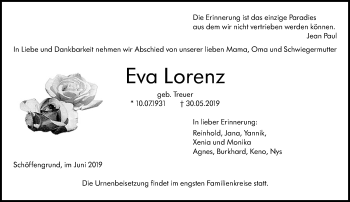 Traueranzeige von Eva Lorenz von 201 WNZ - Wetzlarer Neue Zeitung (110)