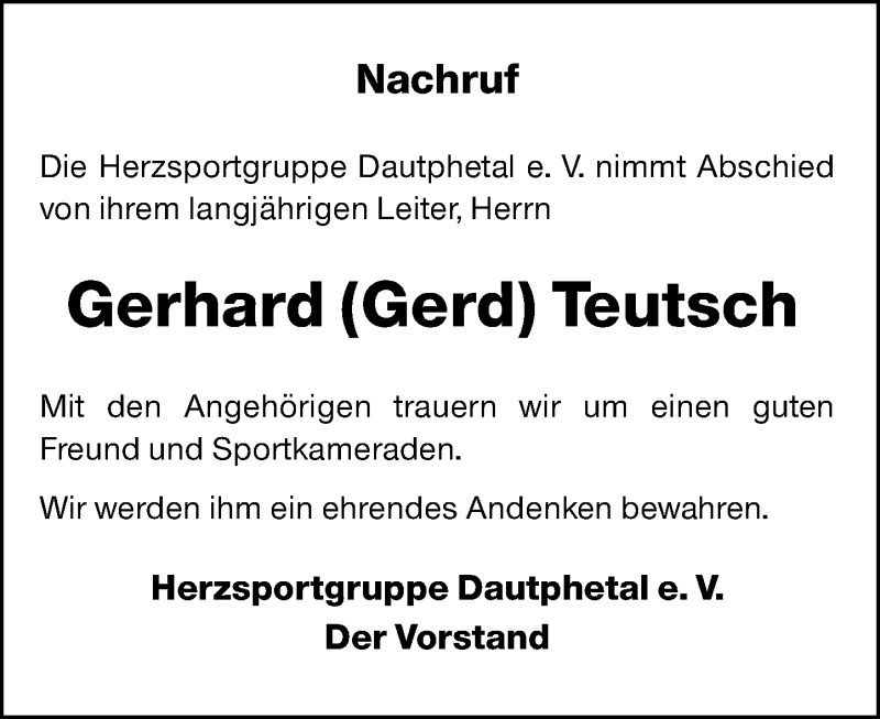  Traueranzeige für Gerhard Teutsch vom 24.05.2019 aus 205 HA - Hinterländer Anzeiger (130)