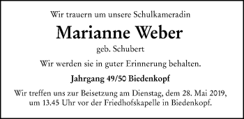 Traueranzeige von Marianne Weber von 205 HA - Hinterländer Anzeiger (130)