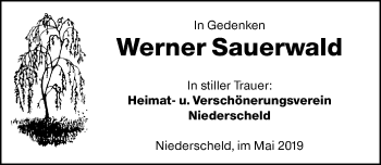 Traueranzeige von Werner Sauerwald von 202 Dill Block (120)