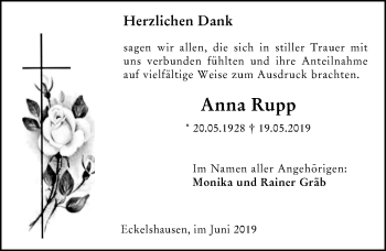 Traueranzeige von Anna Rupp von 205 HA - Hinterländer Anzeiger (130)