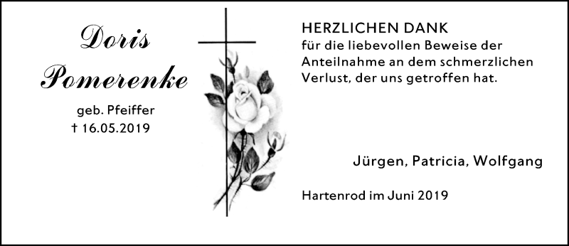  Traueranzeige für Doris Pomerenke vom 08.06.2019 aus 205 HA - Hinterländer Anzeiger (130)