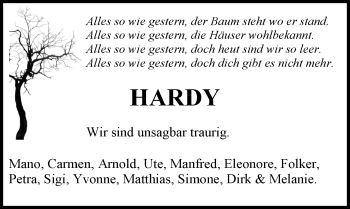 Traueranzeige von Hardy  von 206 WBT - Weilburger Tageblatt (140)