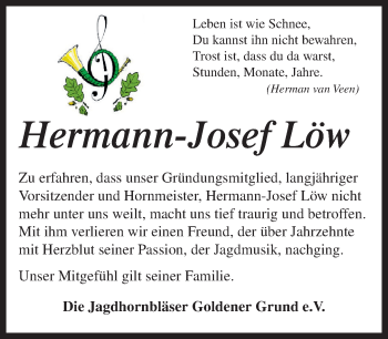 Traueranzeige von Hermann-Josef Löw von 582 Camberger Anzeiger