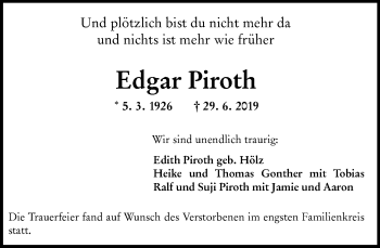 Traueranzeige von Edgar Piroth von 206 WBT - Weilburger Tageblatt (140)