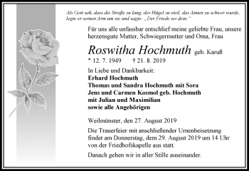 Traueranzeige von Roswitha Hochmuth von 206 WBT - Weilburger Tageblatt (140)