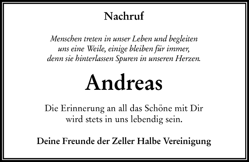  Traueranzeige für Andreas Scheufele vom 05.09.2019 aus 563 Oberhessische Zeitung