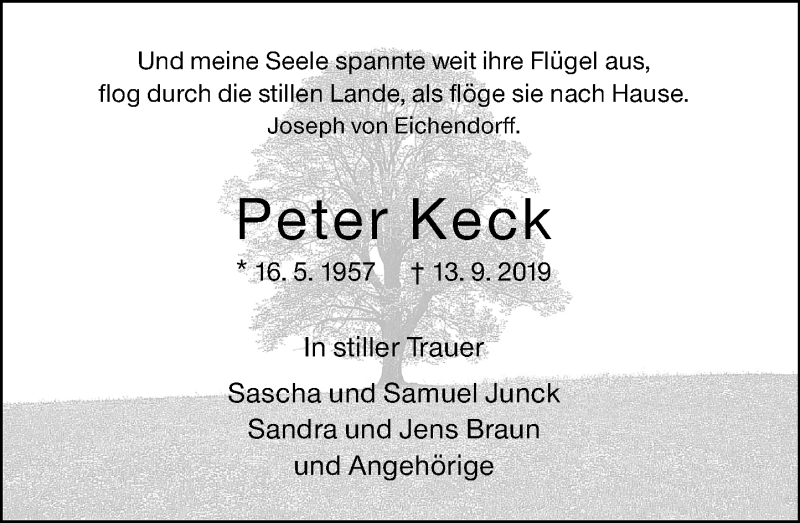  Traueranzeige für Peter Keck vom 17.09.2019 aus 205 HA - Hinterländer Anzeiger (130)