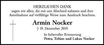 Traueranzeige von Armin Nocker von 582 Camberger Anzeiger