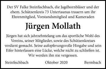 Traueranzeige von Jürgen Mollath von 582 Camberger Anzeiger