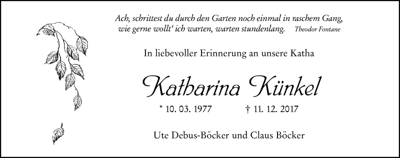  Traueranzeige für Katharina Künkel vom 11.12.2020 aus 205 Hinterländer Anzeiger